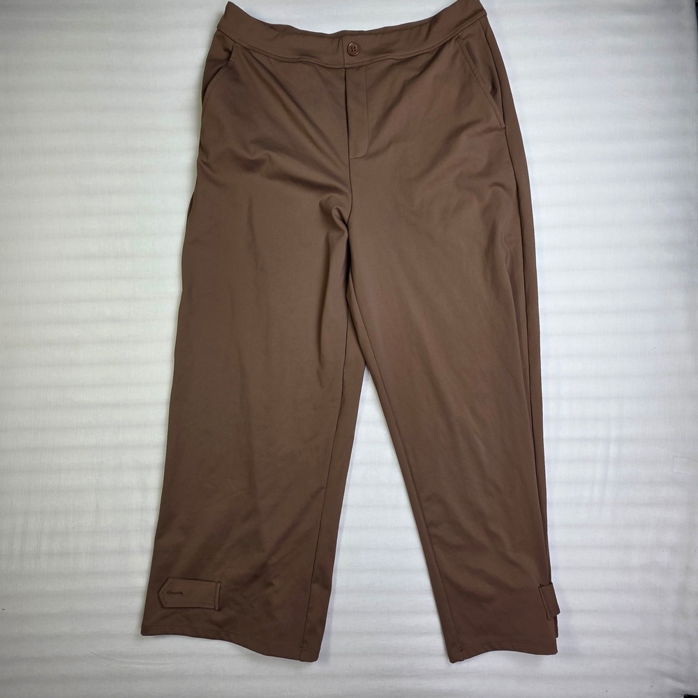 Halara Brown Wide Leg Adjustable Hem Trousers Pants Women Medium Regular